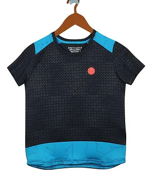 Monte Carlo Half Sleeves Self Printed Tee - Navy Blue
