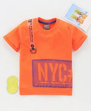 Little Kangaroos Half Sleeves Tee NYC Print - Orange