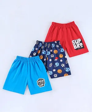 Teddy Knee Length Printed Shorts Pack of 3 - Multicolor