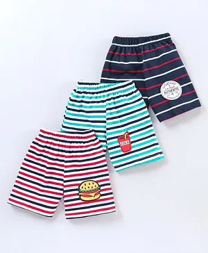 Teddy Shorts Striped Print Pack Of 3 - Multicolor
