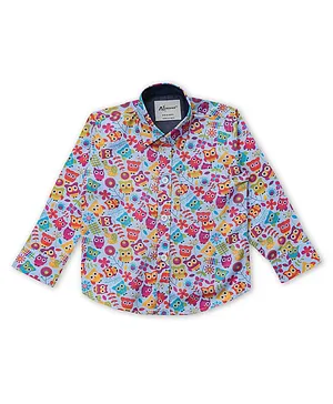 AJ Dezines Full Sleeves Owls Printed Shirt - Multi Colour