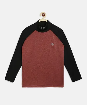 Chimprala Full Sleeves Solid Color Tee - Red  Black