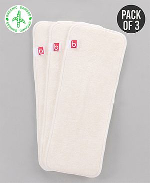Babyhug Reusable Bamboo Nappies Insert Pack of 3 - White