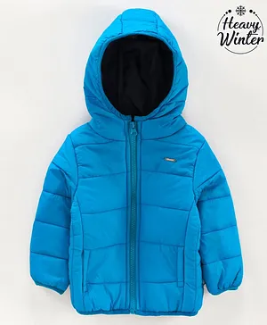 Babyoye Full Sleeves Padded Quilted Jacket Solid Color - Blue