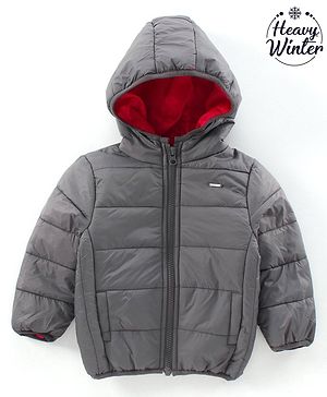 Babyoye Full Sleeves Hooded Padded Jacket - Grey