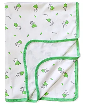 Tinycare Baby Towel Bunny Print - Green