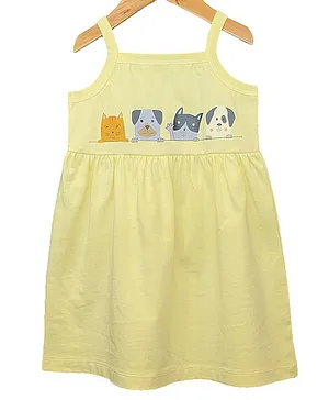 Little Carrot Sleeveless Animals Printed Dress - Yellow