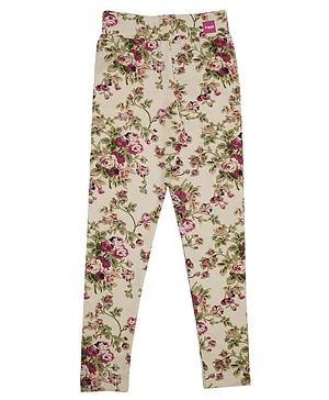 Ziama Flower Print Leggings - Beige