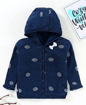 Babyhug Full Sleeves Hooded Sweater - Blue