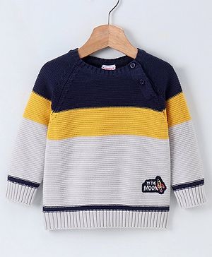 Babyhug Full Sleeves Pullover Colorblock Sweater - Blue