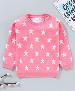 Babyhug Full Sleeves Intarsia Sweater  - Pink