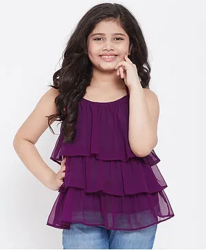 Stylo Bug Sleeveless Solid Colour Layered Top - Violet