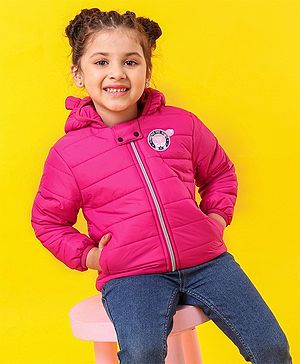 Babyhug Full Sleeves Hooded Padded Jacket - Pink