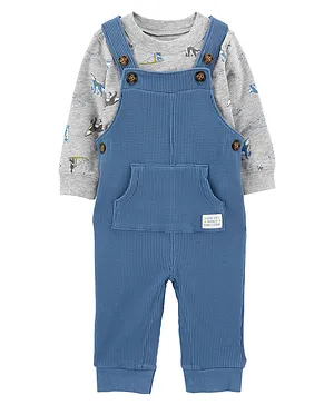 Carter's 2-Piece Wolf Tee & Thermal Overall Set - Blue Grey