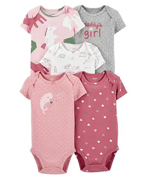 Carter's 5-Pack Daddy's Girl Short Sleeve Onesies - Pink