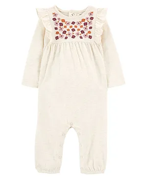 Carter's Embroidered Floral Jumpsuit - Light Peach