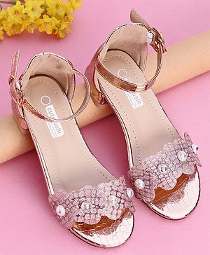 Cute Walk by Babyhug Sandals With Studded Pearls - Golden