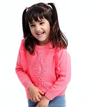 Babyhug Full Sleeves Pullover Frilled Sweater - Light Pink