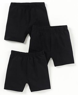 Babyhug Solid Color Cycling Shorts Pack of 3 - Black