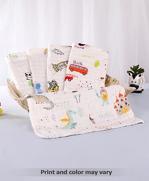 Babyhug 6 Layer Muslin Wash Cloth Pack of 5 - Multicolour