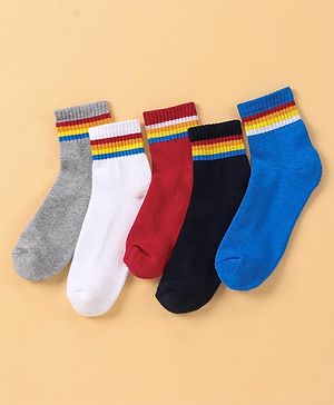 Pine Kids Anti Microbial Ankle Length Socks Pair of 5 - Multicolour