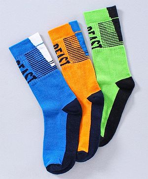 Pine Kids Ankle Length Socks Beast Design Pack of 3 - Green Yellow Blue
