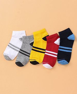 Pine Kids Ankle Length Stripe Socks Pair of 5 - Multicolour