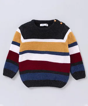 Babyoye Acrylic Full Sleeves Stripe Sweater - Multicolour