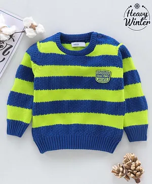 Babyoye Full Sleeves Pullover Sweater Striped - Blue & Green