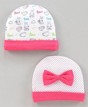 Babyhug 100% Cotton Caps Pack of 2 - Pink