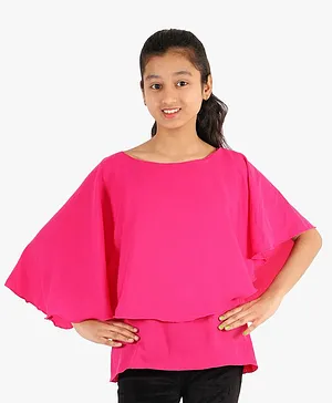 Chipbeys Half Sleeves Solid Color Top - Pink