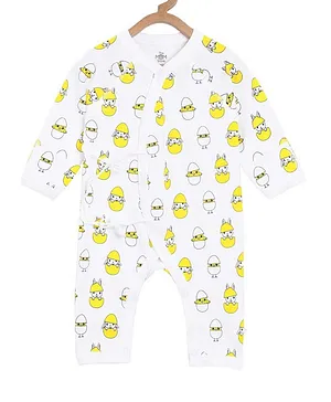 The Mom Store Full Sleeves Chicken Print Romper - White