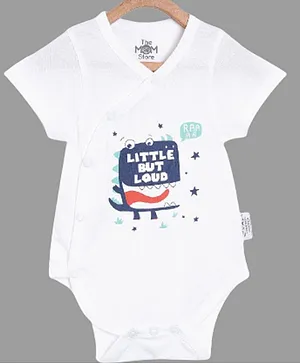 The Mom Store Short Sleeves Little But Loud Print Onesie - White