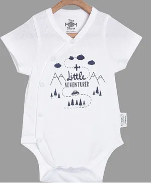 The Mom Store Short Sleeves Adventures Print Onesie - White