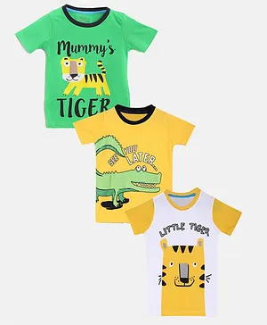 Little Marine Half Sleeves Pack Of 3 Tiger Print T-Shirt Set - Multicolor