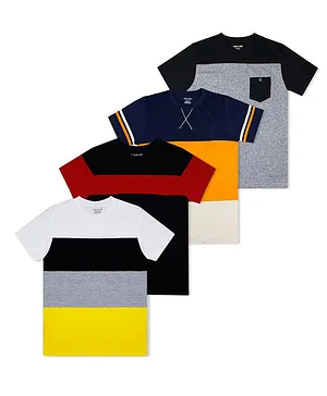 Luke and Lilly Half Sleeves Pack Of 4 Solid Tee - Multi Color
