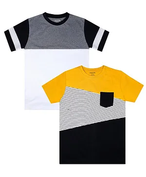 Luke and Lilly Half Sleeves Pack Of 2 Color Blocked Tee - Multi Color