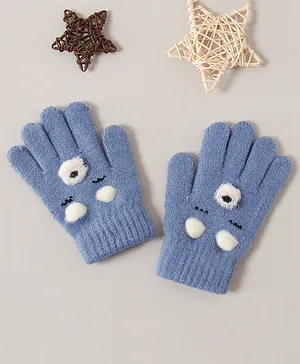 Babyhug Woollen Gloves Animal Design - Blue