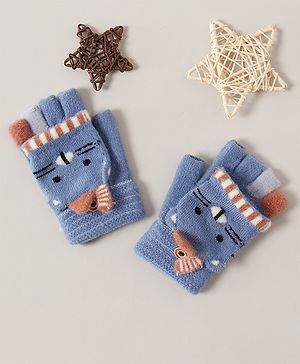 Babyhug Woollen Gloves Animal Design - Blue