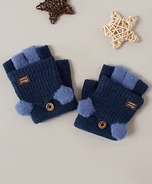 Babyhug Woollen Gloves Self Design - Blue