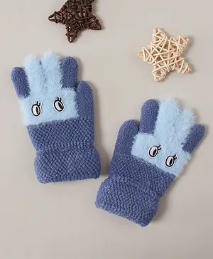 Babyhug Woollen Gloves Eyes Print - Blue