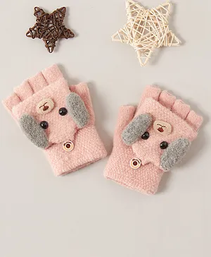 Babyhug Woollen Gloves Puppy Design - Pink