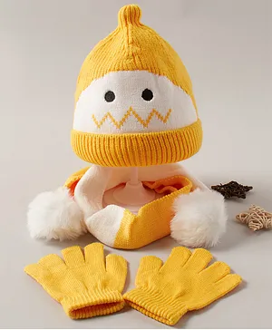 Babyhug Woollen Cap Glove & Muffler Set - Yellow