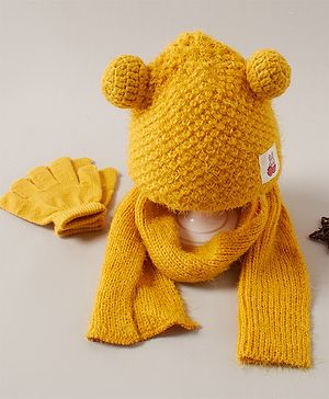 Babyhug Woollen Cap & Sets Yellow M Unisex
