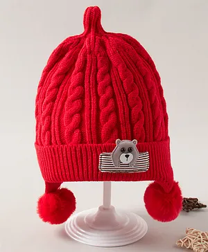 Babyhug Woollen Cap Red - Diameter 12 cm