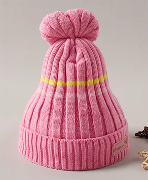 Babyhug Woollen Cap With Pom Pom Pink - Diameter 11.5 cm