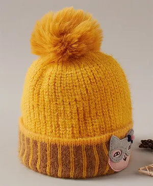 Babyhug Woolen  Cap Yellow - Diameter 10 cm
