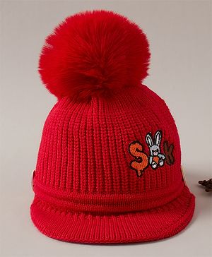 Babyhug Woolen Cap Red - Diameter 13 cm