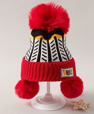 Babyhug Baby Cap with Pom Pom - Red