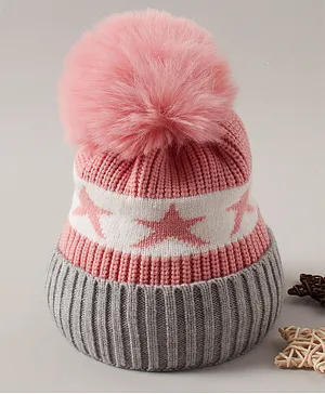 Babyhug Baby Cap with Pom Pom - Pink